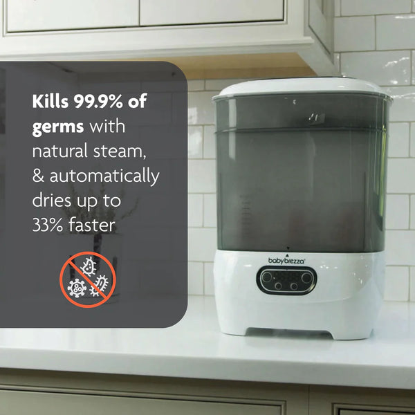 EN Baby Brezza Sterilizer Dryer with steaming function kills 99.% germs banner - product thumbnail