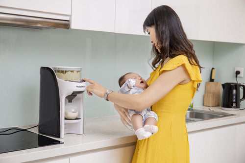 Mother with a child operating the Baby Brezza FPA with ease - product thumbnail