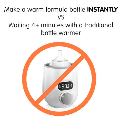 Traditional bottle warmer with a stop sign portraying a shift to instant warming - product thumbnail