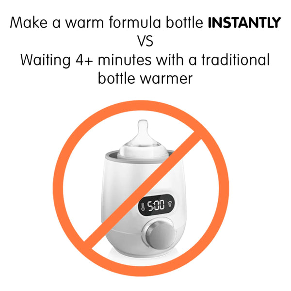 Traditional bottle warmer with a stop sign portraying a shift to instant warming - product thumbnail