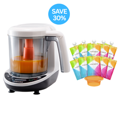 Bundle: One Step Food Maker Deluxe + Reusable Pouches (10 Pack)