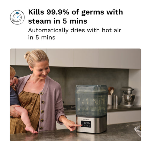SuperQuick™ Baby Bottle Sterilizer and Dryer Stainless Steel - Sterilizes & Dries in just 10 Minutes - product thumbnail