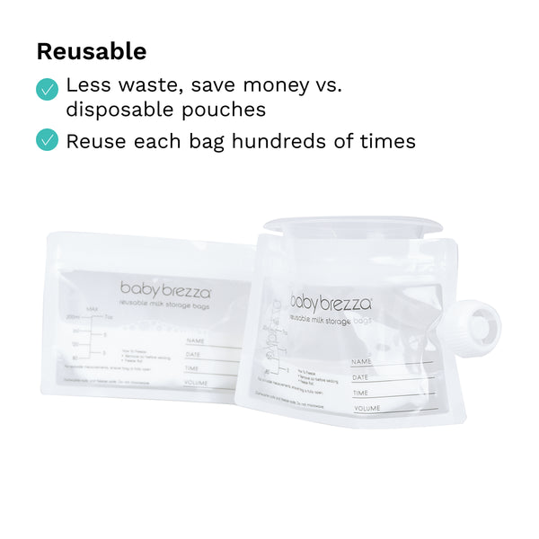 Reusable Breastmilk Storage Bags, 10 Pack, Includes Filling Funnel - product thumbnail